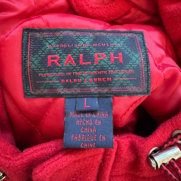 Vintage ‘90s Ralph by Ralph Lauren Red Wool Blend Hooded Coat - Picture 4 of 9